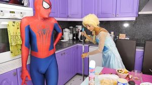 Замороженные Эльза и человек-паук Разбейте Spidey Поцелуи Maleficent, Bad Паук Ребенок & доктор