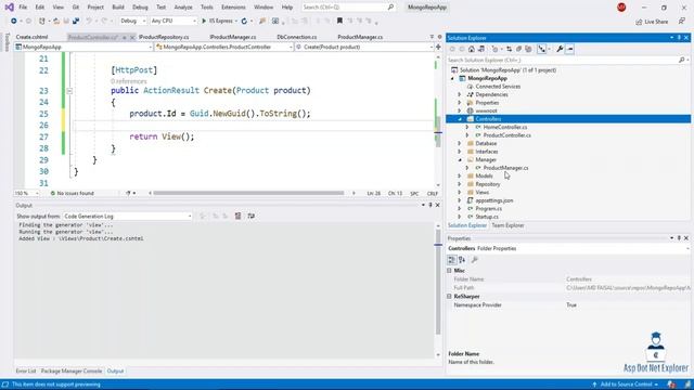 Insert data into MongoDB using Asp.Net Core MVC 5 with Repository Pattern