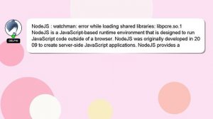 NodeJS : watchman: error while loading shared libraries: libpcre.so.1