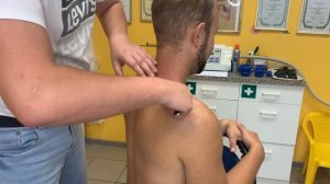 Работа с триггерной точкой в трапециевидной мышце при помощи NordBlade 3.0. ИММТ Павел Коломиец