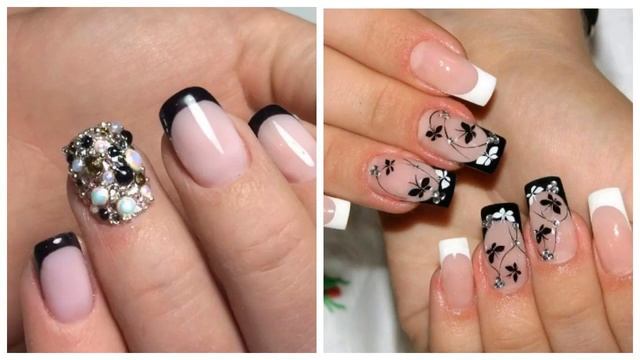 Маникюр черный френч 2022-2023, более 100 самых модных идей смотреть онлайн