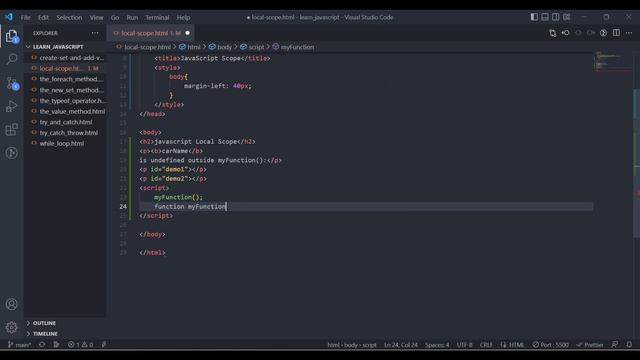 Local Scope in JavaScript #html #css #javascript #scope