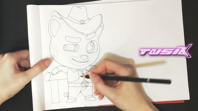 Как нарисовать кота Тома из игры Talking Tom Gold Run
