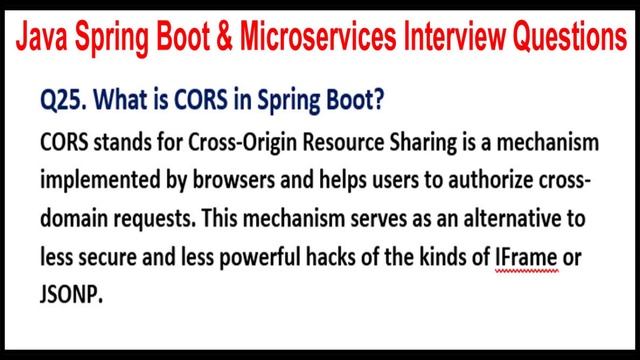 Java Spring Boot & Microservices Interview Questions | Q25. What is CORS in Spring Boot?