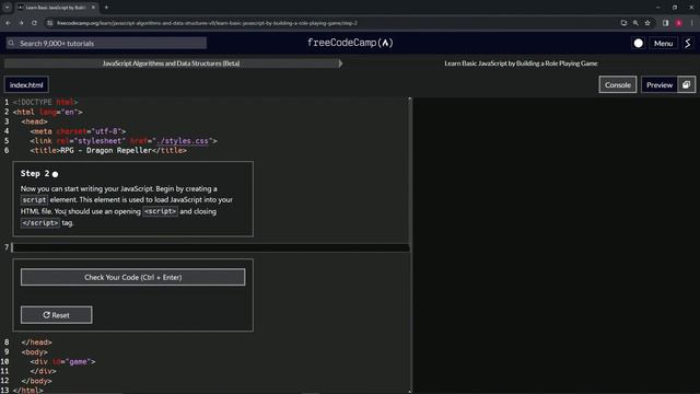 (ARCHIVED) Learn JavaScript By Building A Role Playing Game - Step 2 | FreeCodeCamp | (Beta)