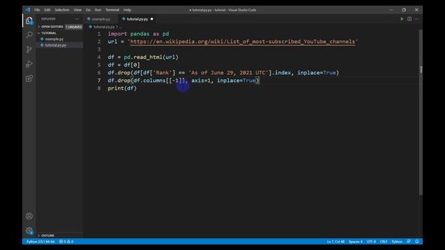 scrape html tables using just pandas and store as csv file | python