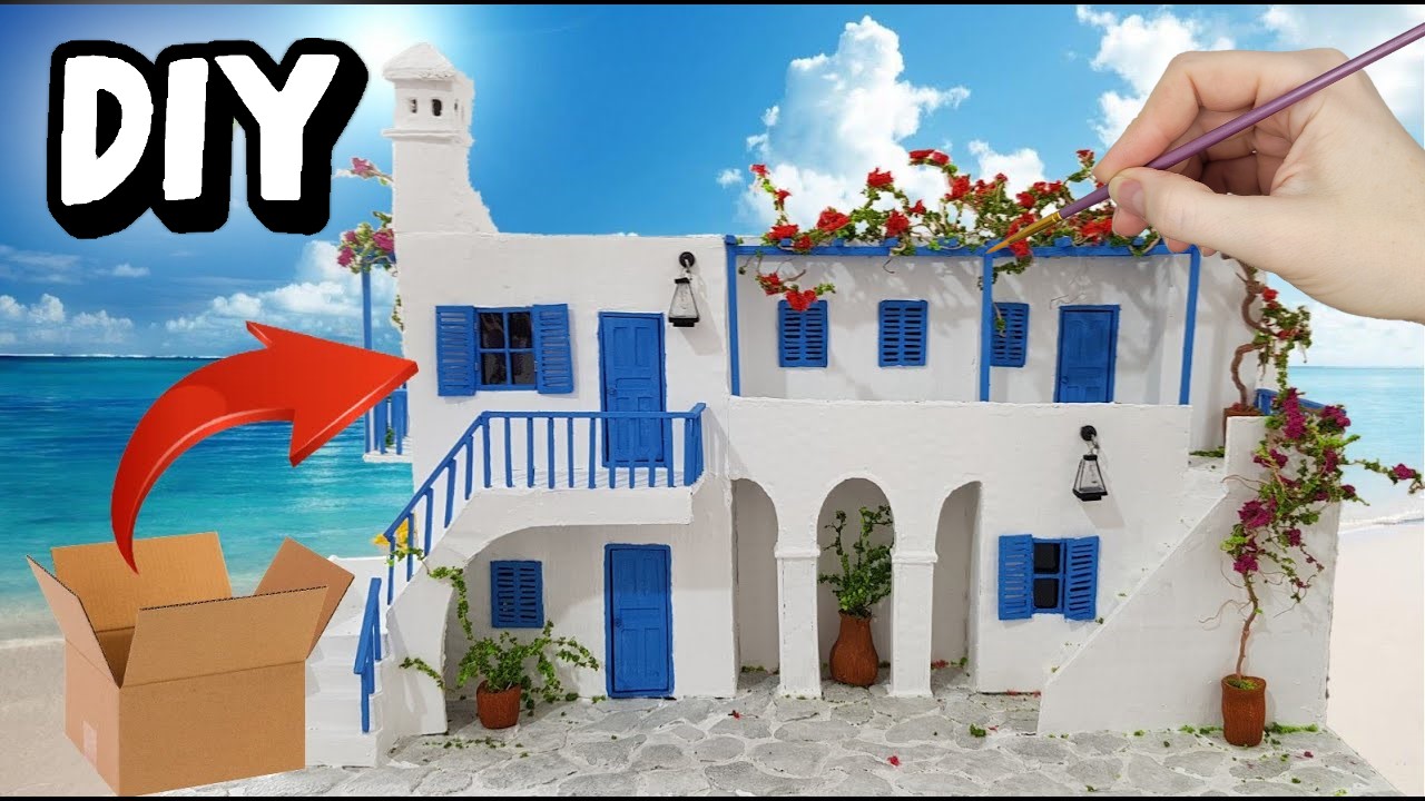 Греческий домик Санторини из картона своими руками / DIY смотреть онлайн