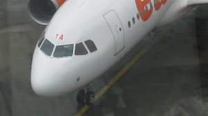 Easyjet Airbus 320 taxing to gate at terminal 3 Ben Gurion airport-Israel