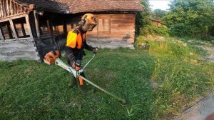 STIHL FS-561C-EM is playing with little grass