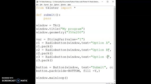15. Tkinter: Radio buttons