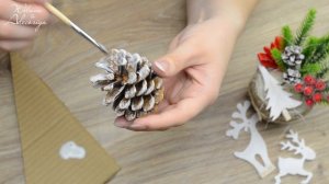 Как покрасить и покрыть шишки искусственным снегом, новогодний декор своими руками | DIY New Year