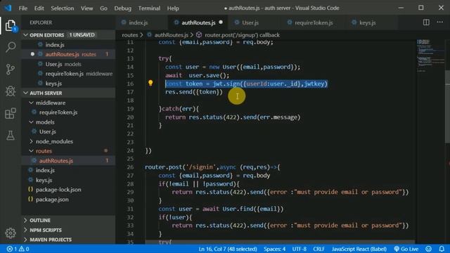 #6 - Implementing sign in or login route in node js | react native authentication using node js смотреть онлайн