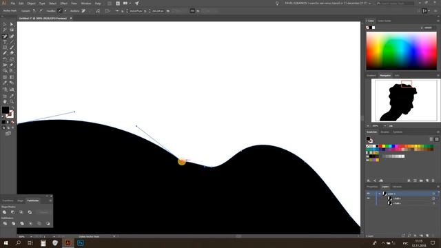 Силуэт головы в Adobe illustrator с эффектом волос из кругов смотреть онлайн