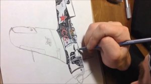 Holon Ink - War Thunder La7 Full Pen/Ink Drawing Time Lapse / Speed Drawing