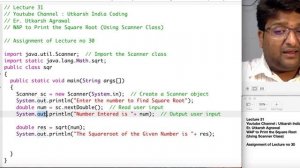 Java Scanner Class Square Root Program Lecture 31 (Assignment )