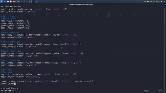 Registration Form | Python Tkinter Mini Projects - Leisure Codes