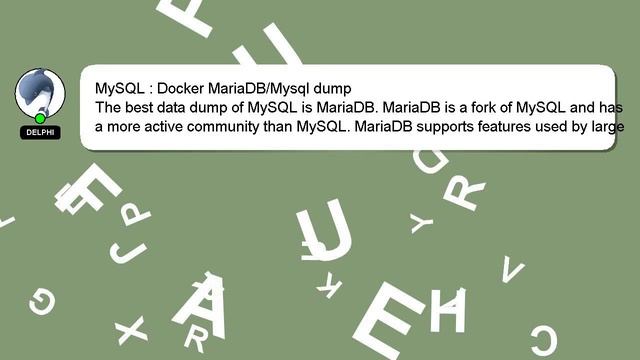 MySQL : Docker MariaDB/Mysql dump смотреть онлайн