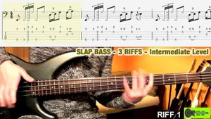 SLAP BASS LESSON | 3 Groovy Riffs (Intermediate Level) with TABS | TUTORIAL | How To Play