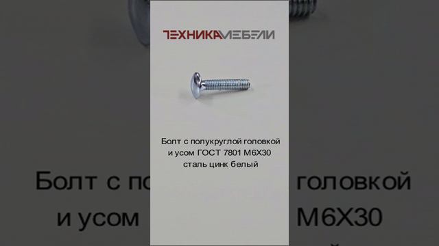 Болт с полукруглой головкой и усом ГОСТ 7801 М6Х30 сталь цинк белый шорт