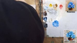 ?"ГОЛУБЫЕ ЦВЕТЫ" Мастихином/как нарисовать цветы маслом #живописьмаслом #картинамастихином #живопис