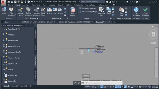 AUTOCAD DYNAMIC BLOCK - SECTION CALLOUT WITH ATTRIBUTES AND FLIP, STRETCH PARAMETERS