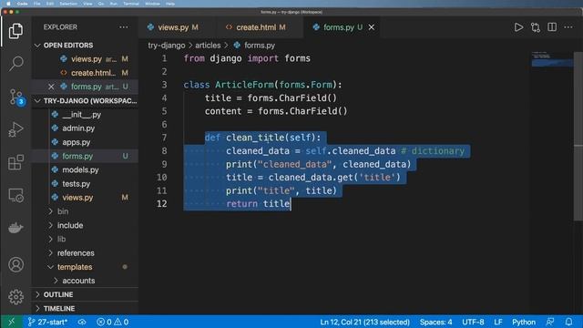 27 - Basic Django Forms - Python & Django 3.2 Tutorial Series
