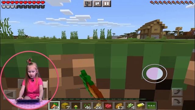 Алиса играет в minecraft