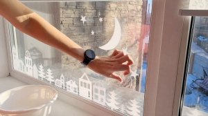 Как украсить окно к Новому Году. Новогодние домики на окно