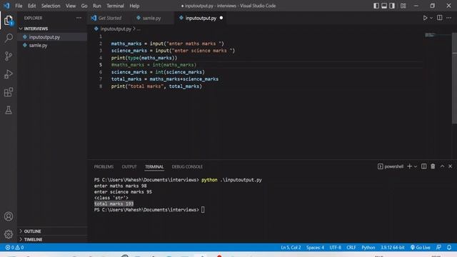 5. input and ouput in python programming language in telugu