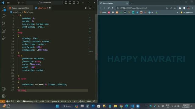 CSS glow Effect Animation | using HTML CSS 2023 | Blinking text Navaratri #navaratri #2023#deviddeo