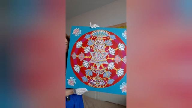 Картина-мандала "Связь с Сердцем Матери-Земли" | 60×60 см, акрил | художница #katyapatternslove