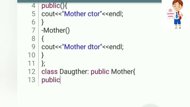 Derived class Constructor & Destructor C++ beginner level program part 32 ELG