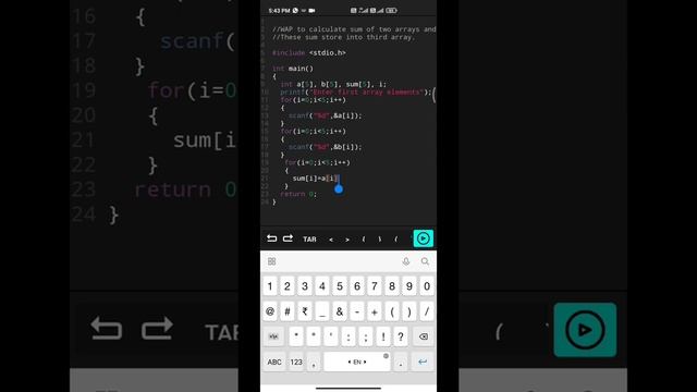 Write a program to display sum of two Arrays||These sum store into third Array|| смотреть онлайн