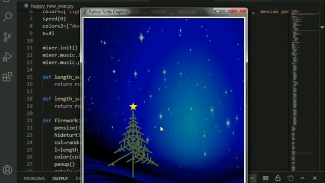 Code an animated New Year card in Turtle Python | Wishing Happy New Year using Python Turtle