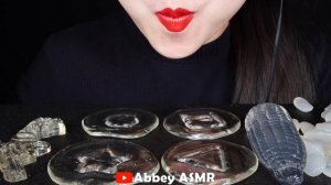 ASMR CLEAR SQUID GAME FOOD, HONEY JELLY, EDIBLE PEBBLES, JELLY EATING SOUNDS 새소리 병 DRINKING SOUNDS