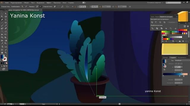 Рисуем в иллюстраторе.Рису ю в векторе ночной пейзаж.Draw adobe illustrator. смотреть онлайн