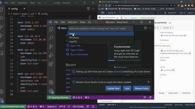 Using VSCode to SSH into an AWS EC2 instance смотреть онлайн