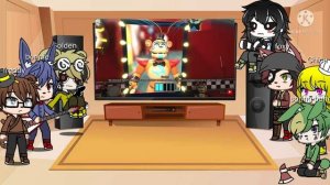 FNAF 1 (puppet and springtrap) react to glamrock Freddy meeting Gregory