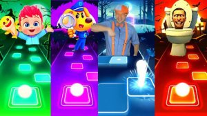 Bebefinn Vs Sheriff Labrador Vs Blippi Vs Skibidi Toilet | Tiles Hop EDM Rush