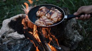 Solo Camping: Spring Wilderness Adventure On A Savanna, Making Grilled Chicken and Spaghetti (ASMR)