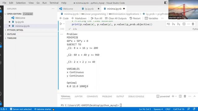 Tutorial : Linear programming  minimization  problem