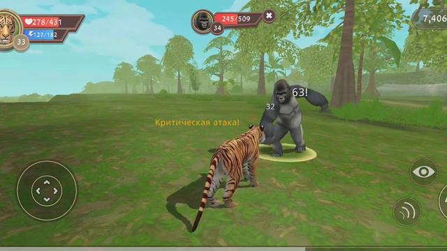 Тигр vs Горилла . Wild Craft . 🐯vs🦍 смотреть онлайн