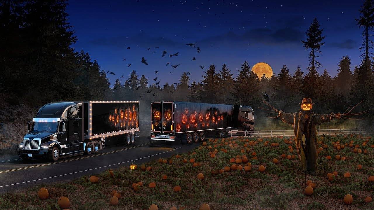 Продолжаем выполнять эввент Happy Halloween в Euro Truck Simulator 2 под качественную музыку Часть#2