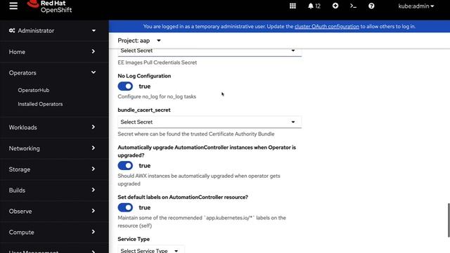 Install Ansible Automation Platform in Red Hat Ansible OpenShift Platform operator via Operator