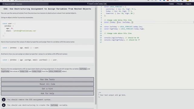 ES6: Use Destructuring Assignment to Assign Variables from Nested Objects
