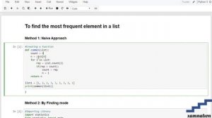 Finding most frequent element in a list- using Naive Approach