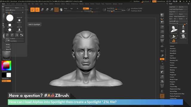 #AskZBrush: “How can I load Alphas into Spotlight then create a Spotlight *.ZSL file?”