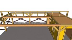 Анимация в программе SketchUp. Вариант навеса в деревянном каркасе на три автомобиля.