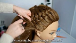 Прическа на длинные и средние волосы "Корзинка". Плетение косы вокруг головы.