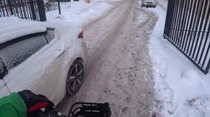 Курьером Яндекс Еды Снег на Электровелосипеде